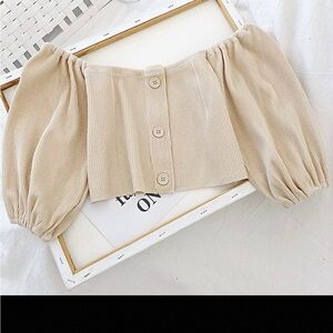 Elegant Beige Off-Shoulder Top